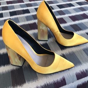 Satin Pump with Chunky Heel